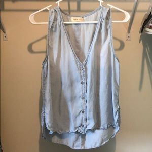 Sleeveless denim button down